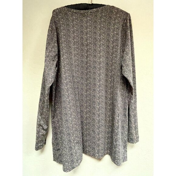 Soft Surroundings Women 1X Brown Herringbone Pullover Sweater Casual Velvet Trim - Picture 3 of 9